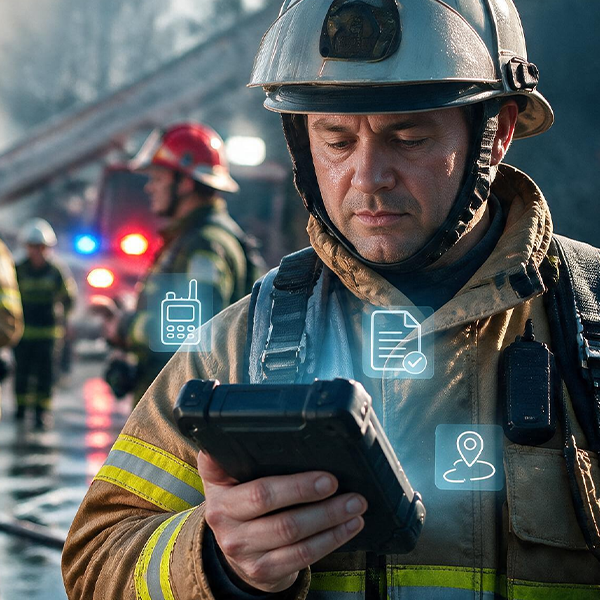 Emergency Services workers using frontline technology